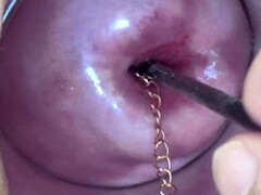 Extreme Asian Cervix Playing with Insertion Chain in Uterus Thumb